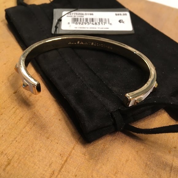 ALLSAINTS Enamel Studded Cuff Bracelet In White + Gold One Size Brand New NWT - Picture 12 of 12